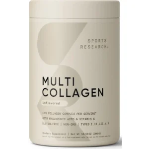 Sports Research Multi Collagen Protein Powder (Type I, II, III, V, X) with Hyaluronic Acid + Vitamin C